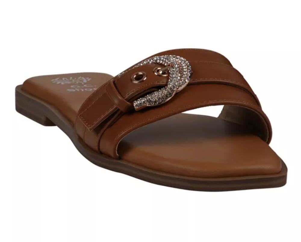 G.C Shoes Womens Size 9 Brown Kenna Buckle Slide Sandals Rhinestone New Box